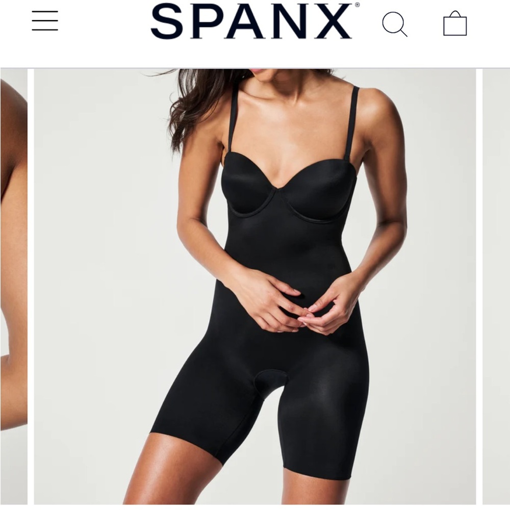 New, never worn Spanx Mid Thigh bodysuit strapless with straps .